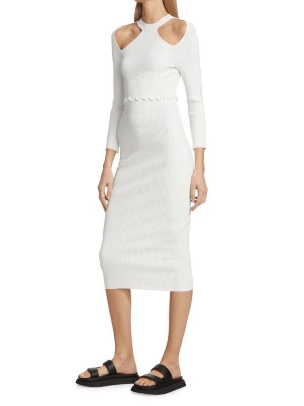 Self-Portrait White Cutout Midi Dress